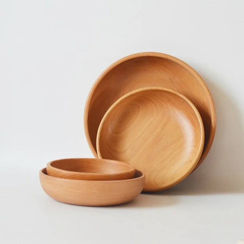 Japanese style wooden bowl for kitchen salad soup and rice natural tableware food utensil ramen noodles dinner tablewar