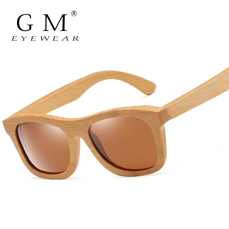 Gm natural wooden sunglasses handmade polarized mirror fashion bamboo eyewear sport glasses s1725