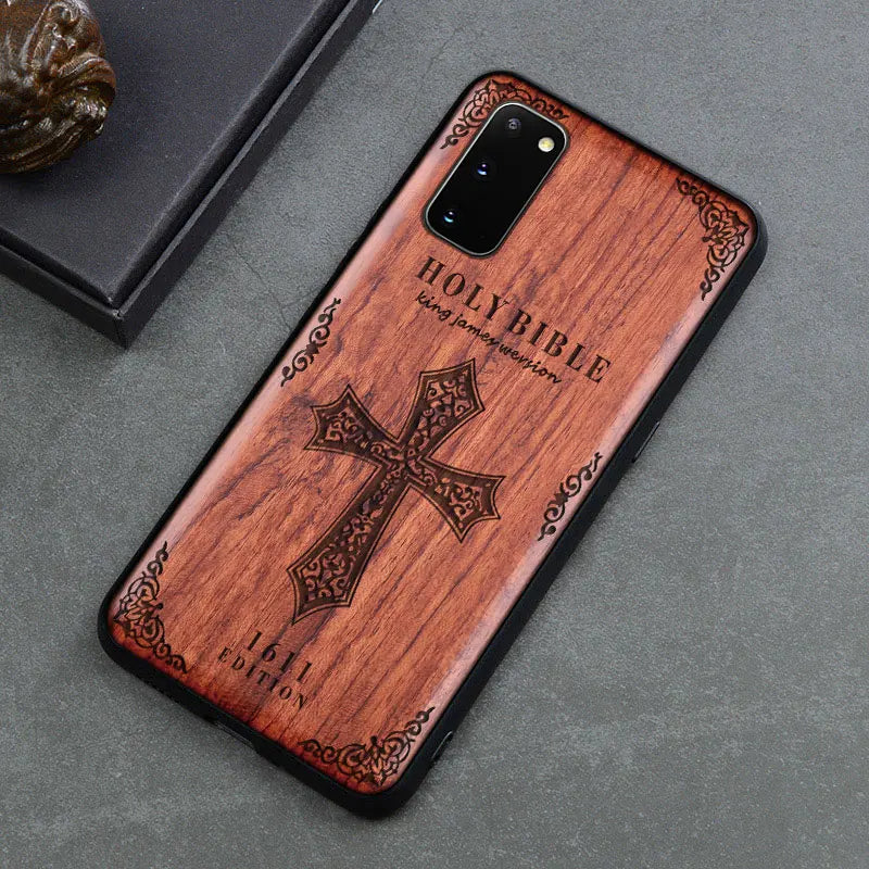 Natural wood wooden tpu case for samsung galaxy s25 ultra s24 s23 s21 s20 fe note20 cover phone shell skin bag - color
