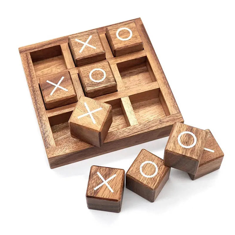 Wooden tic tac toe board game xo chess iq logic toys parent child interaction party spiele juegos de mesas para toda la
