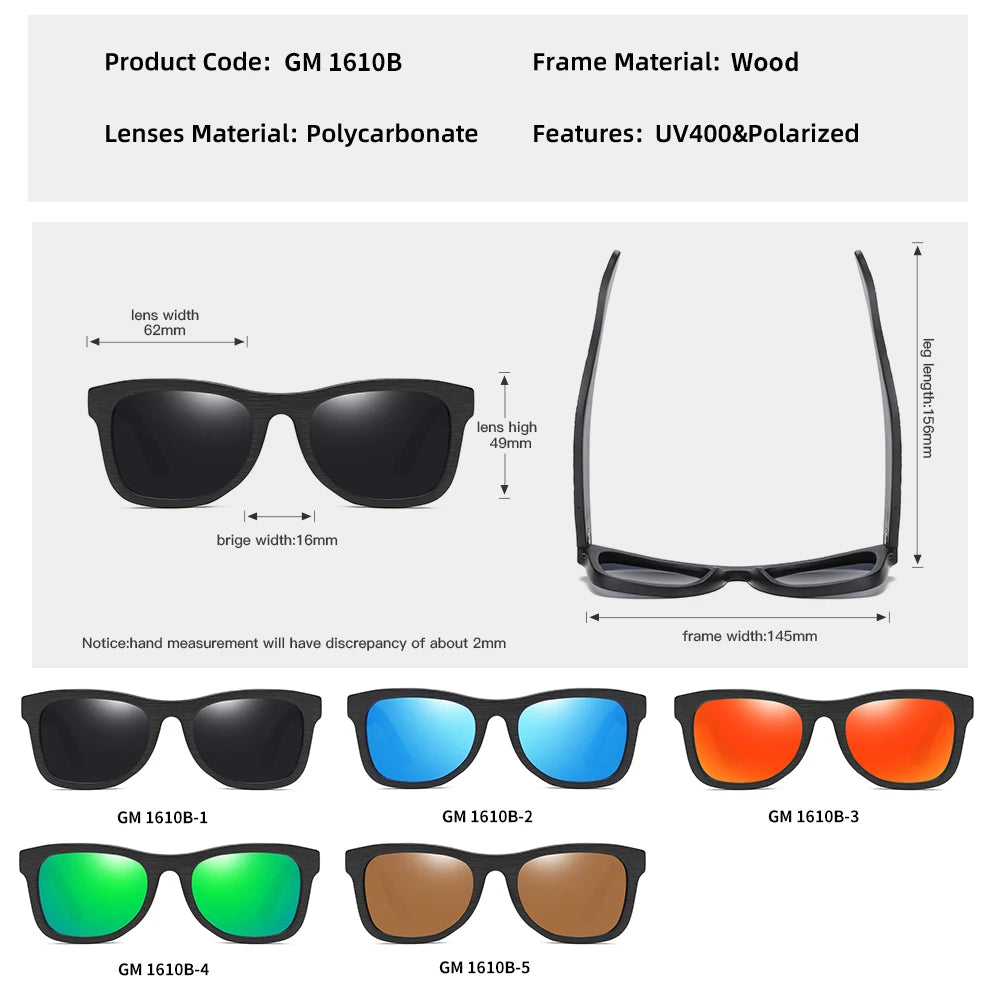 Gm wooden male lady sunglasses men’s luxury brand designer polarized sun glasses vintage sunglass women eyewear with box