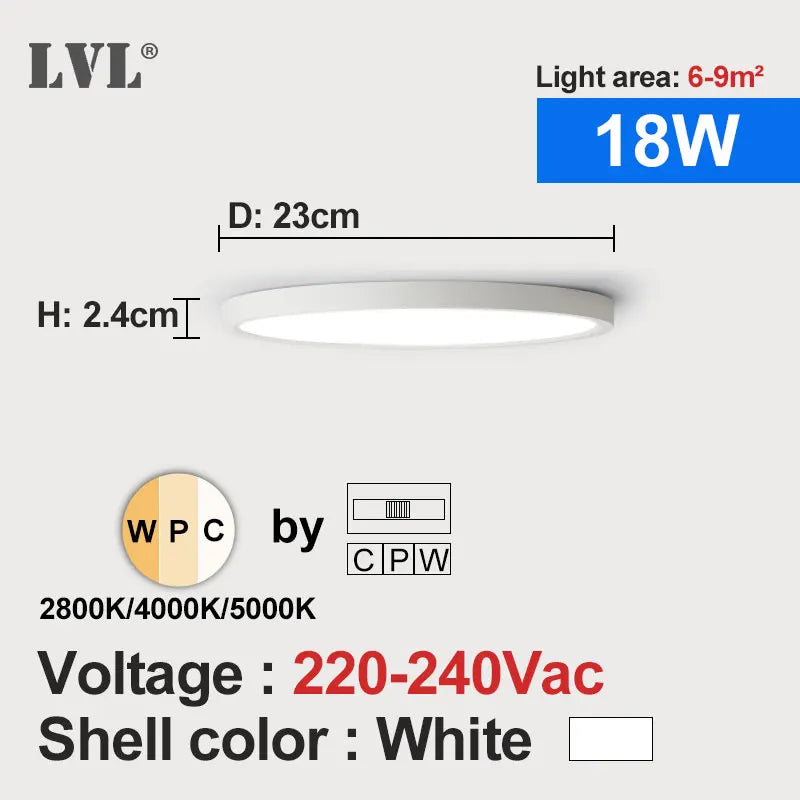 Modern led ceiling light wood grain golden one with 3 colors home lighing kitchen bedroom bathroom surface lamp - white