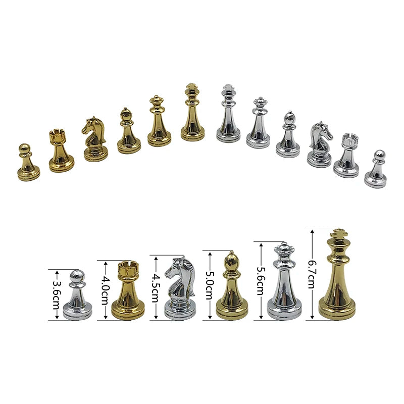 Chessboard excellent retro metal alloy entertainment wooden folding chess pieces game set high quality