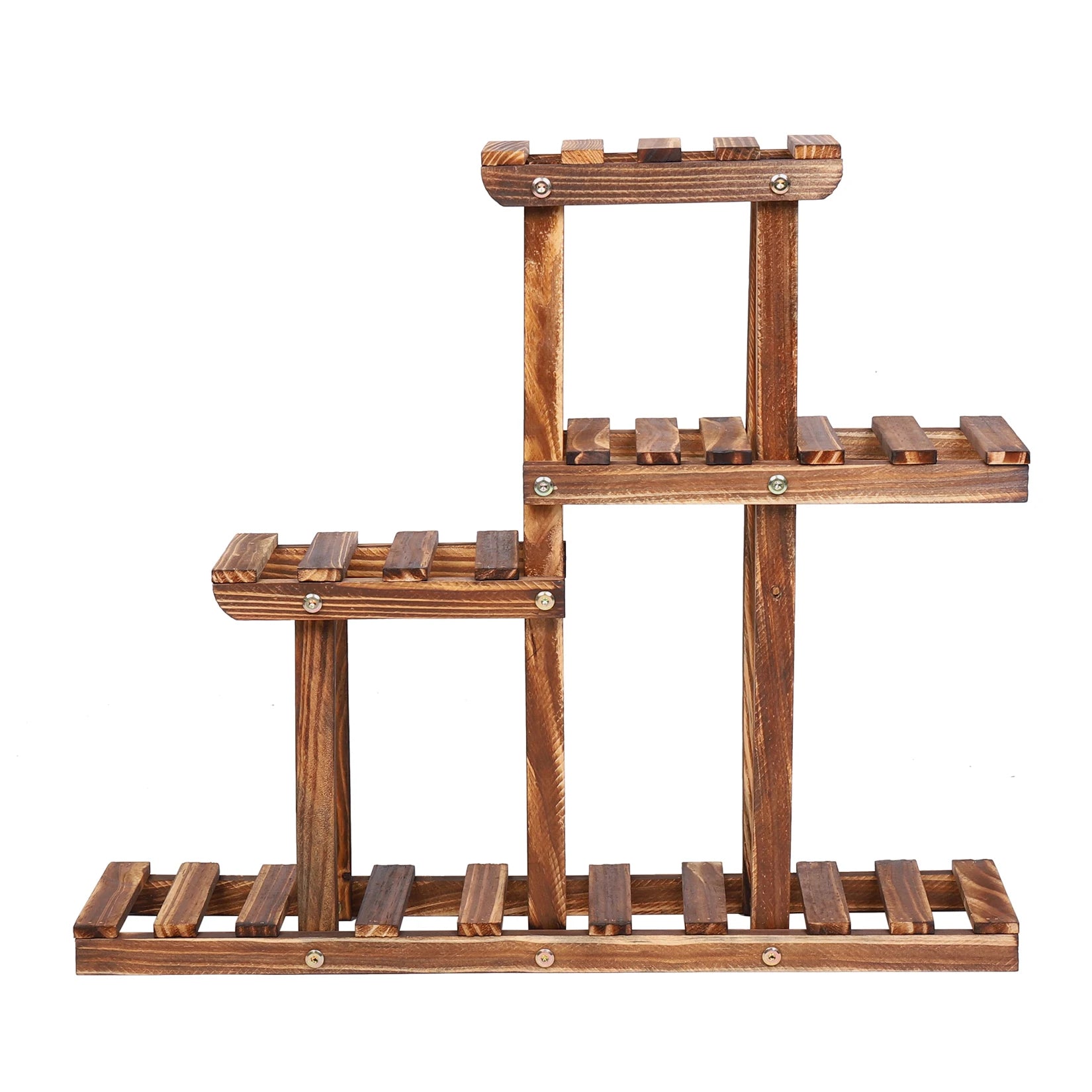 Carbonized wood plant stand multi tier succulent rack mini desktop holder for outdoor balcony garden