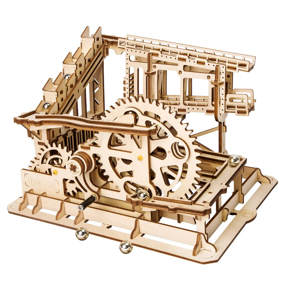 Robotime diy 3d wooden mechanical puzzle model building kits laser cutting action by clockwork gift toys for children