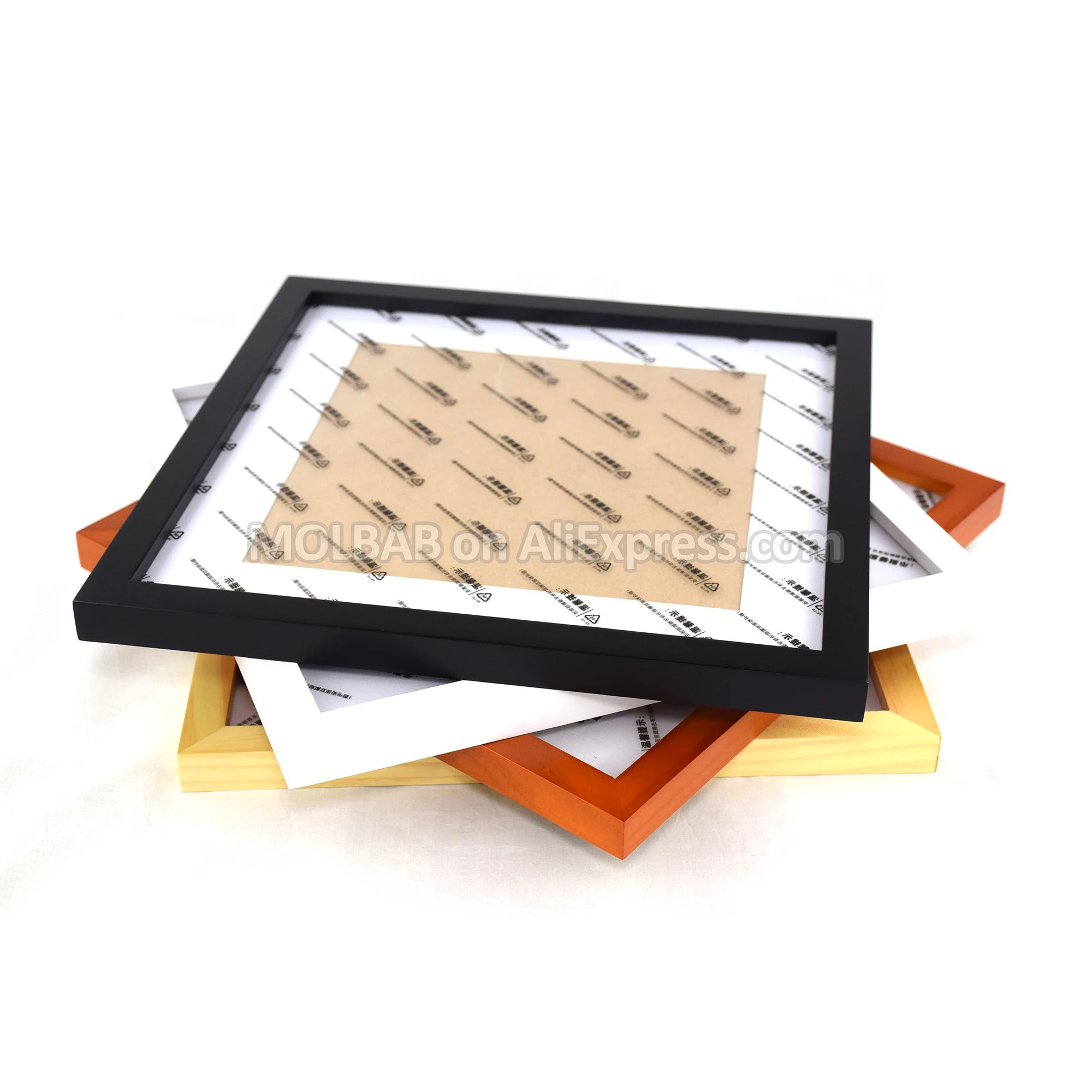 Wooden wall mounted picture frame modern brief style flat molding border with photo mat decoration 7/12/16 inch