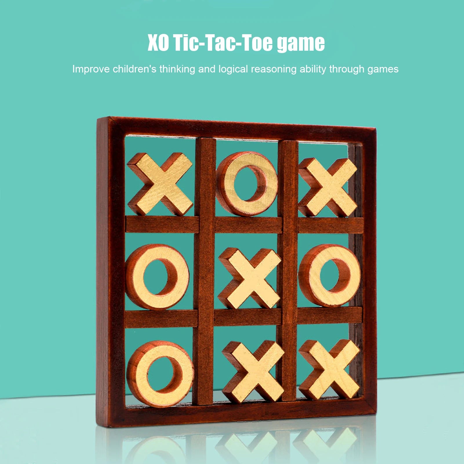 Classic board game family noughts and crosses wooden set for parties guests - tic tac toe
