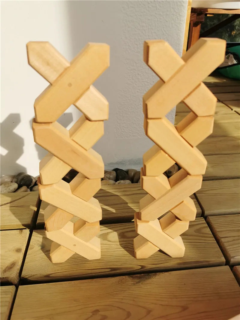 Kids large buidling wood toys x-shapes grids step gables stacking see through diy creative play - x in box 8 - game