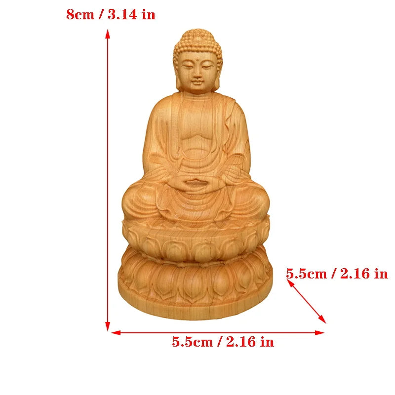 Natural cypress guanyin sakyamuni buddha characters statue，solid wood statues home room office feng shui art statue - 1