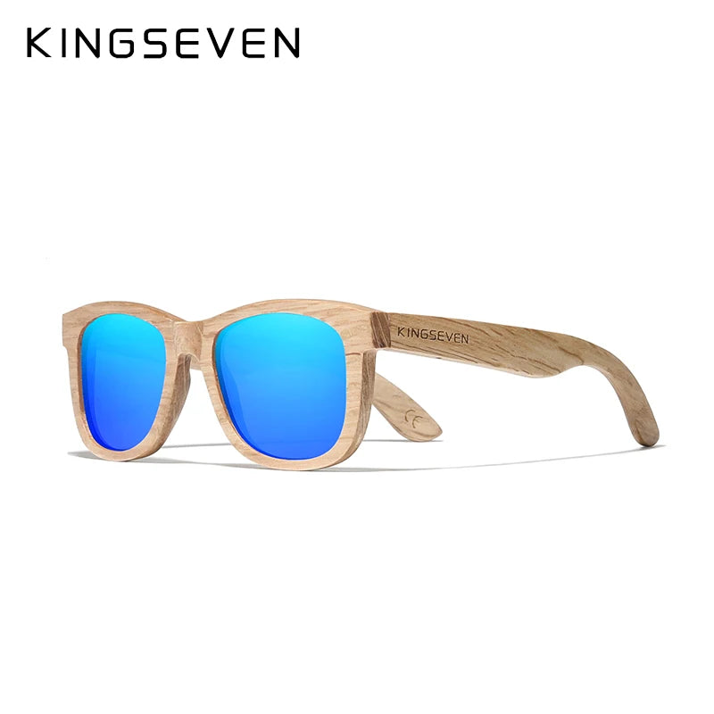 Kingseven fashion men handmade natural wooden sunglasses polarized anti-uv400 wood oculos de sol feminino eyewear