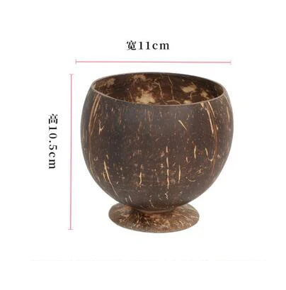 Personalized name/ logo coconut bowl fruit salad noodle rice wooden tableware creative shell kitchen set - j / engrave