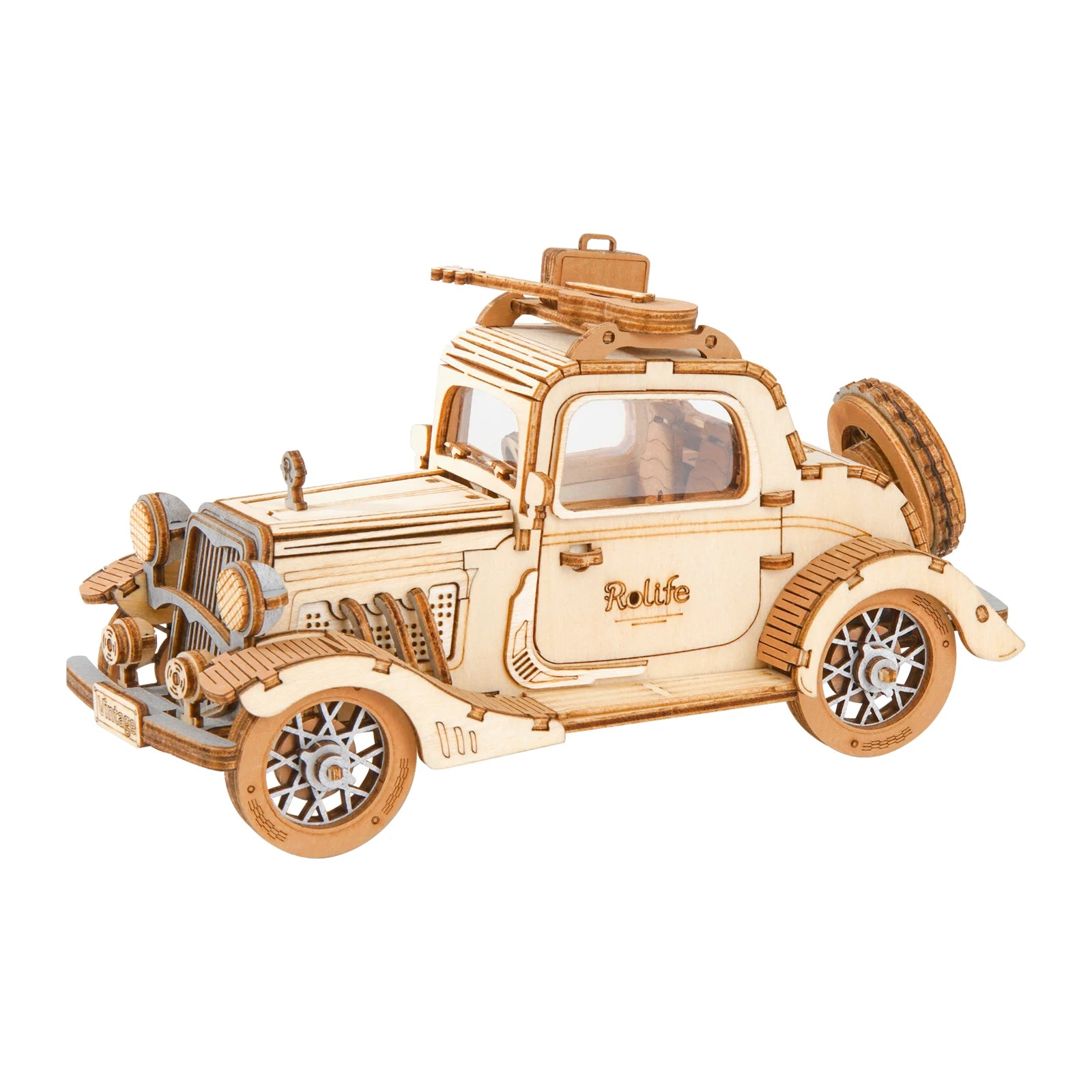 Robotime 3 kinds diy 3d transportation wooden model building kits vintage car tramcar carriage toy gift for children