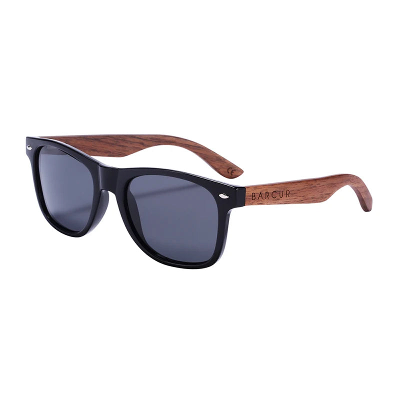 Barcur high quality black walnut sunglasses anti-reflecti men women mirror sun glasses male uv400 wooden sunglass