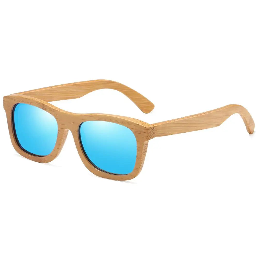 Gm natural wooden sunglasses handmade polarized mirror fashion bamboo eyewear sport glasses s1725 - blue