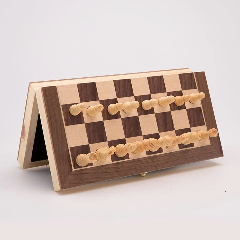 Chess set large magnetic wooden folding felted game board 39cm*39cm interior storage adult kids gift family