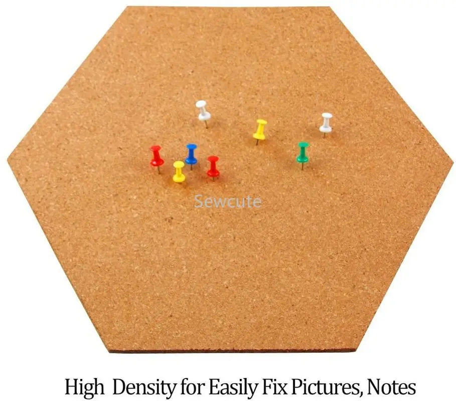 4pcs multifunction cork board self-adhesive office home wood photo background hexagon stickers wall message drawing