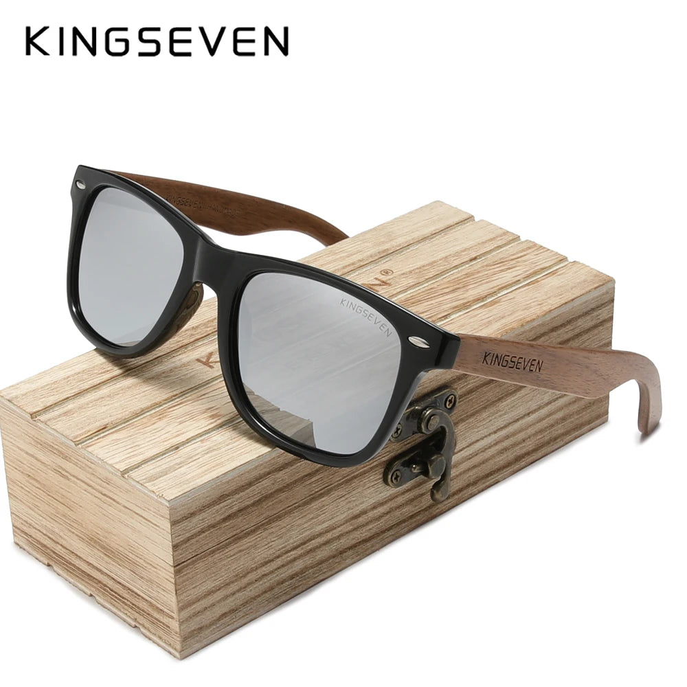 Kingseven brand 2023 fashion handmade natural wooden sunglasses for men women polarized sun glasses uv400 mirror male