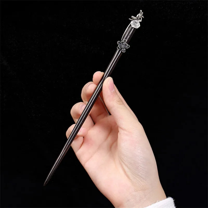 Uglyless natural wood sandalwood ethnic hair sticks for women thai silver lotus flower leaf decorations 925 forks