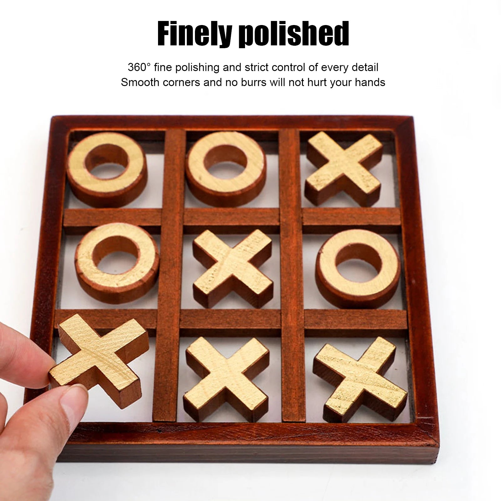 Classic board game family noughts and crosses wooden set for parties guests - tic tac toe