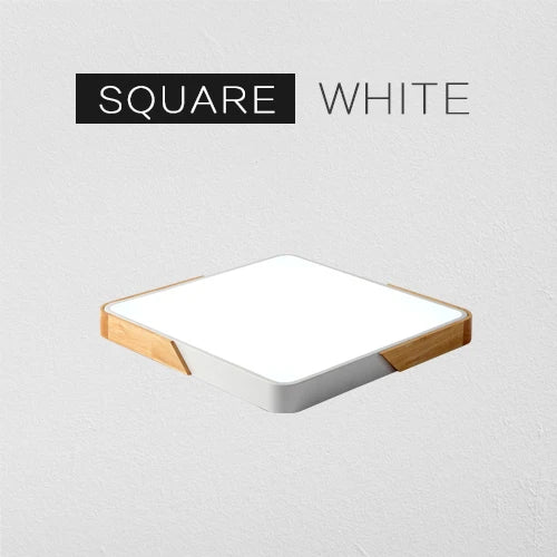 Wooden round square led ceiling light bedroom neutral white cool warm 36w 24w 18w 110-240v - 30x30x5cm / rc dimmable