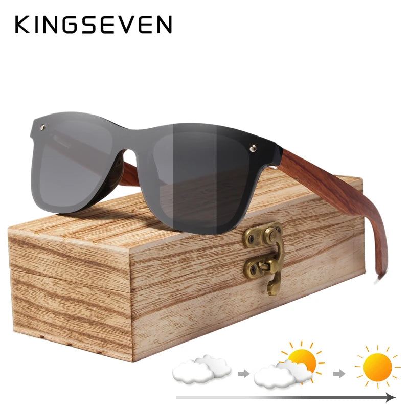 Kingseven polarized uv400 vintage sunglasses for men brand wooden flat lens square frame women eye protection oculos