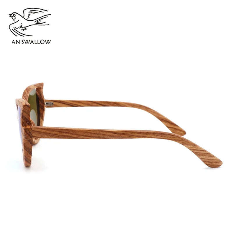 2022 luxury design fashion women’s zebra wood sunglasses polarized uv400 butterfly cat eye women with wooden case