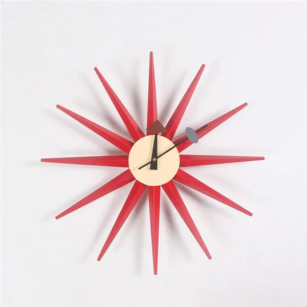 48cm sunburst atomic wooden wall clock mid century multi color handmade antique modern star for bedroom living room