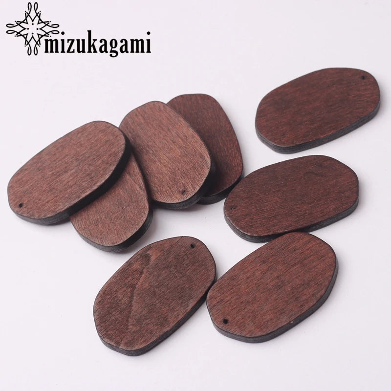 Natural wooden geometric oval shape charms pendant 24*39mm 6pcs/lot for diy fashion earrings making accessories