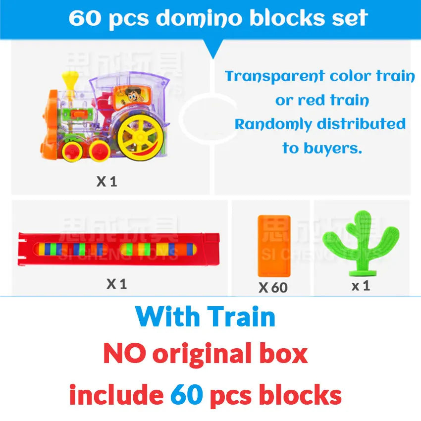 Automatically place domino block train car sound light plane rocket robot colorful dominoes game set birthday gift
