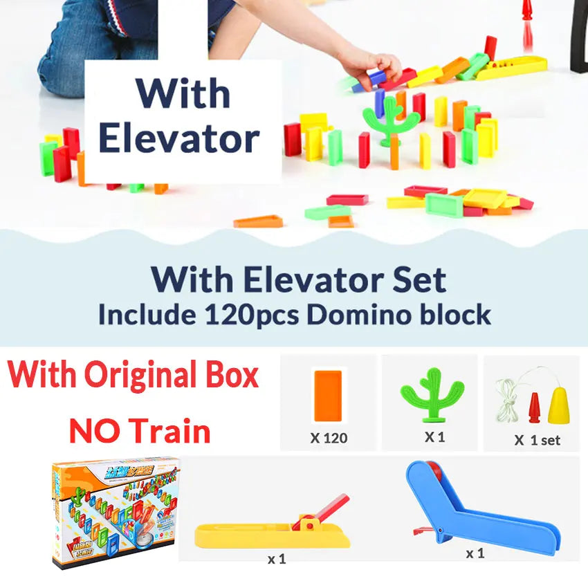 Automatic laying domino brick train car set sound light kids colorful plastic dominoes blocks game toys gift for girl