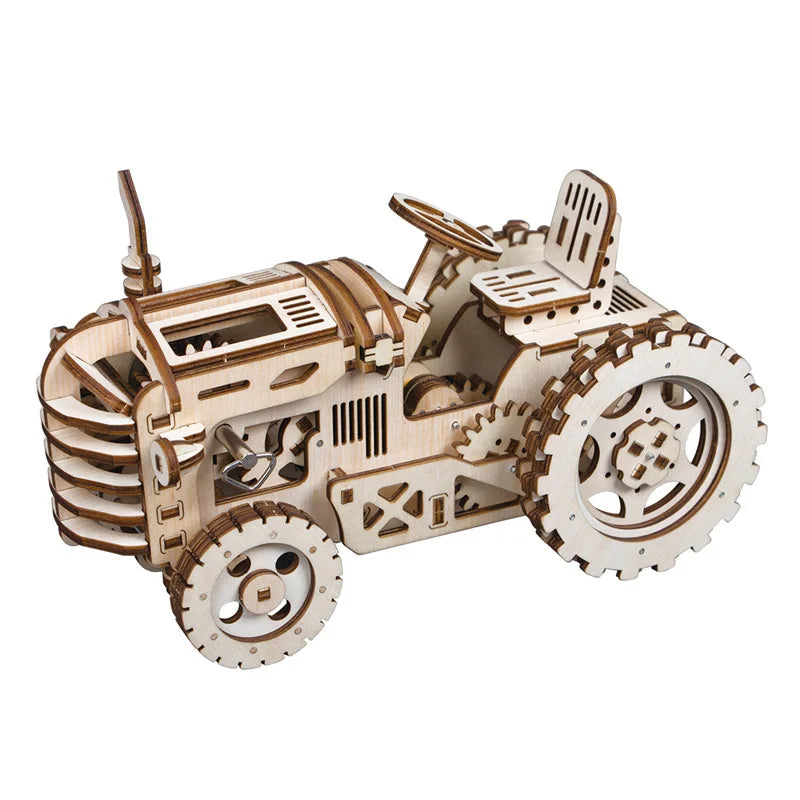 Robotime diy 3d wooden mechanical puzzle model building kits laser cutting action by clockwork gift toys for children
