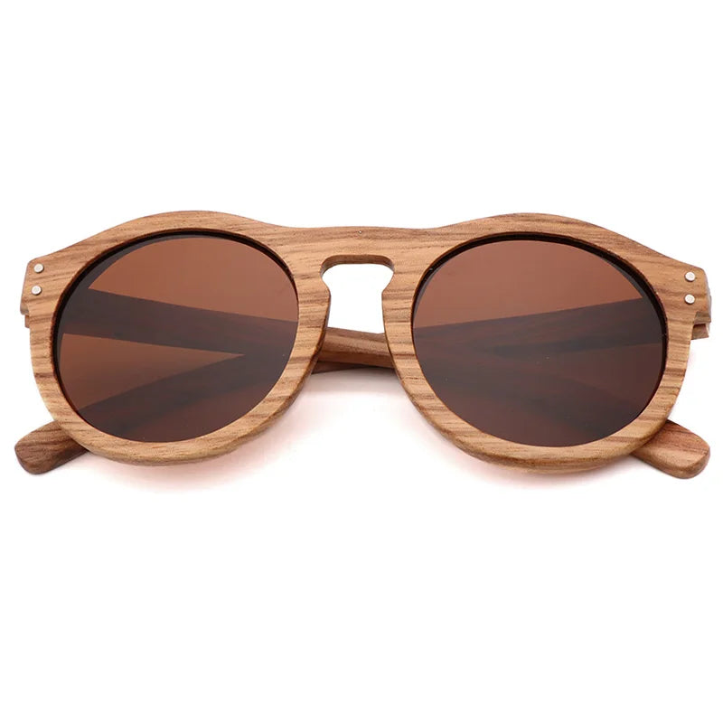 New 100% real zebra wood sun glasses women round wooden sunglasses men polarized lenses driving uv400 gafas de sol