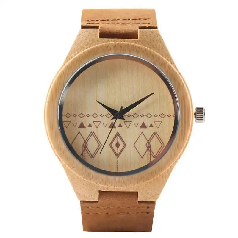 Creative rectangle dial wood watch natural handmade light bamboo fashion men women casual quartz wristwatch genuine