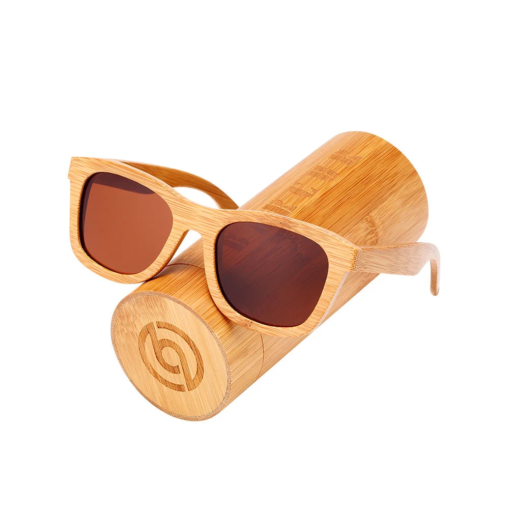 Barcur retro men sun glasses women polarized sunglasses bamboo handmade wood beach wooden oculos de sol - tea box
