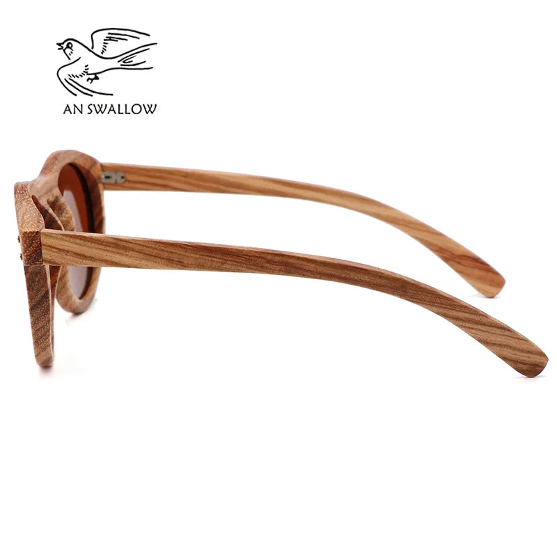 2021 zebra wood retro style sunglasses for men and women round vertebrae shape frame uv400 yellowlens oculos gafas