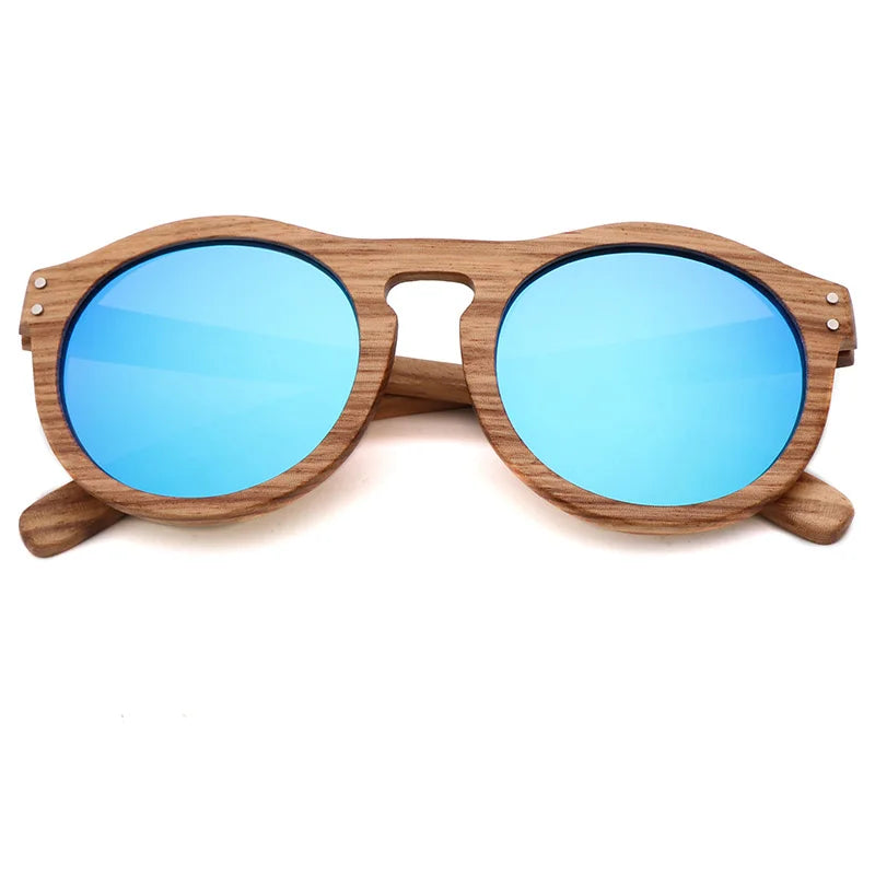 New 100% real zebra wood sun glasses women round wooden sunglasses men polarized lenses driving uv400 gafas de sol