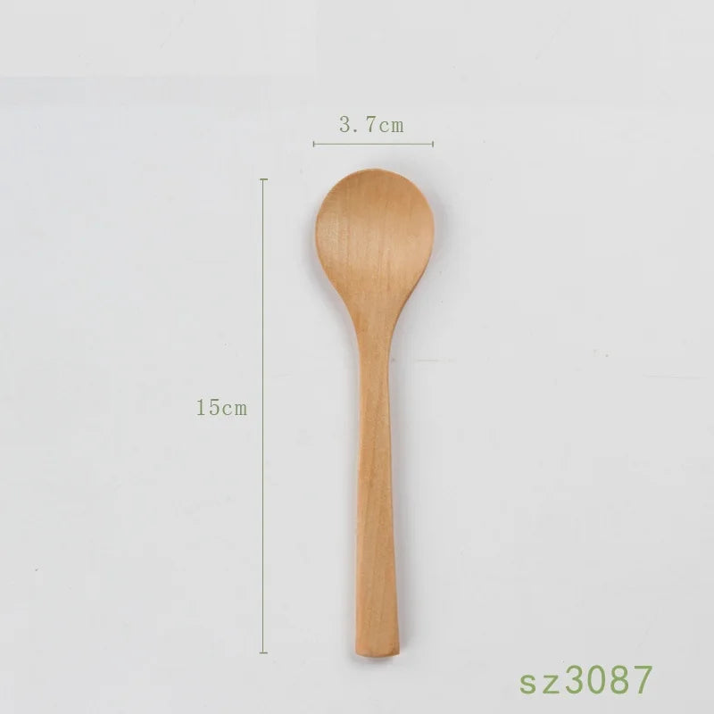 500pcs/lot 13/15/17cm mini wooden spoon kitchen cooking teaspoon condiment utensil coffee kids ice cream tableware