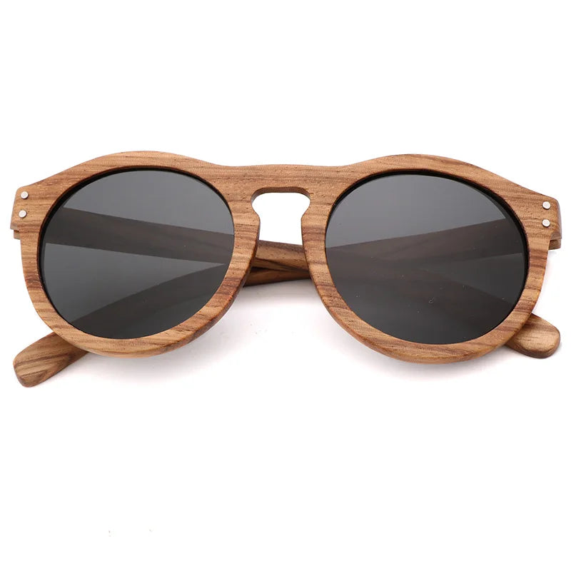 New 100% real zebra wood sun glasses women round wooden sunglasses men polarized lenses driving uv400 gafas de sol
