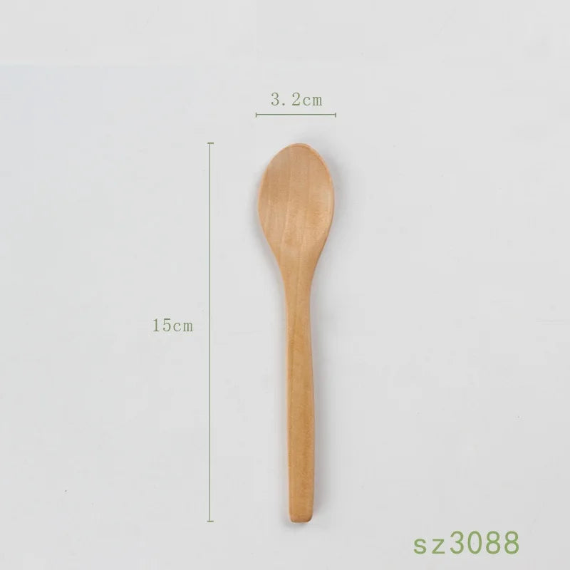 500pcs/lot 13/15/17cm mini wooden spoon kitchen cooking teaspoon condiment utensil coffee kids ice cream tableware