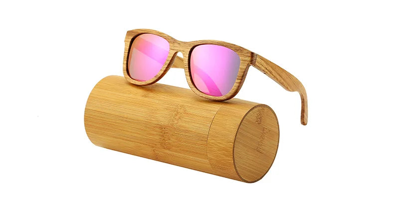 An swallow retro polarized zebra wood sunglasses uv400 luxury brand design men handmade wooden sun glasses women - pink