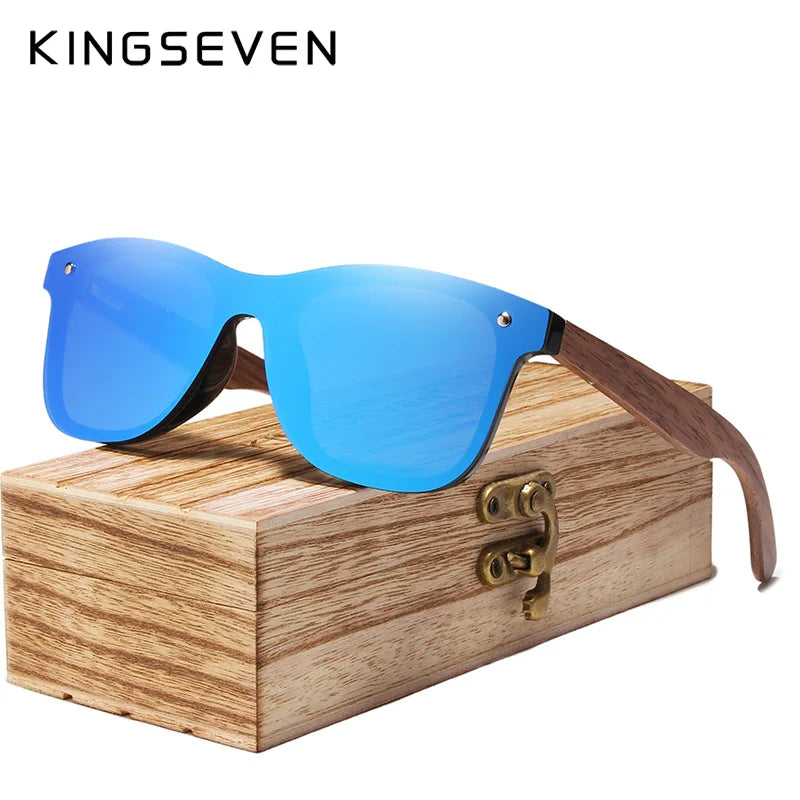 Kingseven handmade polarized walnut wood sunglasses for men uv400 fashion women brand design colorful sun glasses