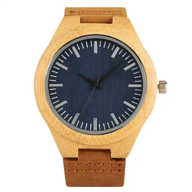 Creative rectangle dial wood watch natural handmade light bamboo fashion men women casual quartz wristwatch genuine