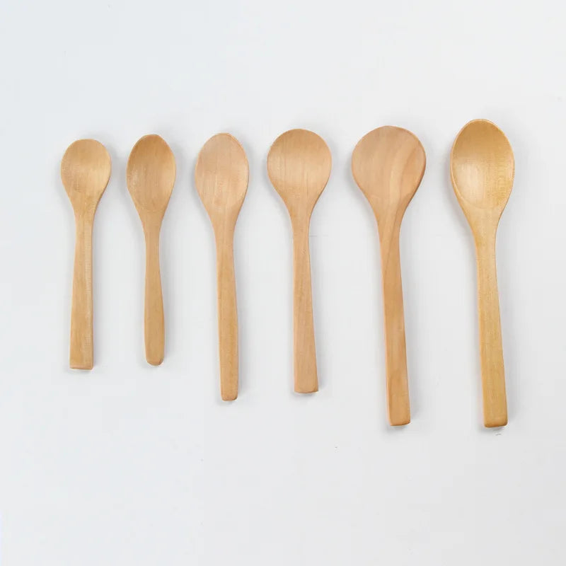 500pcs/lot 13/15/17cm mini wooden spoon kitchen cooking teaspoon condiment utensil coffee kids ice cream tableware