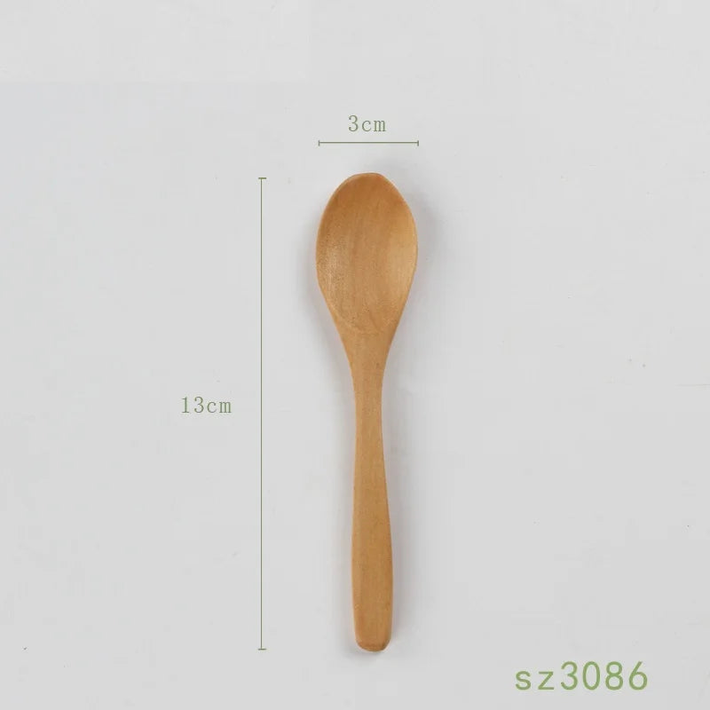 500pcs/lot 13/15/17cm mini wooden spoon kitchen cooking teaspoon condiment utensil coffee kids ice cream tableware