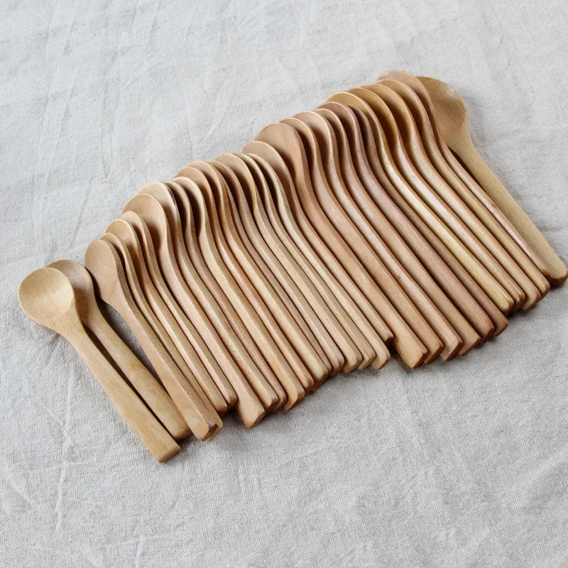 500pcs/lot 13/15/17cm mini wooden spoon kitchen cooking teaspoon condiment utensil coffee kids ice cream tableware