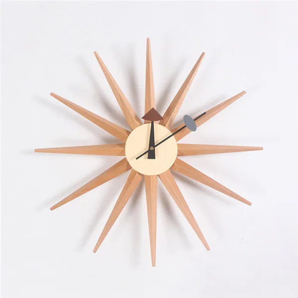 48cm sunburst atomic wooden wall clock mid century multi color handmade antique modern star for bedroom living room