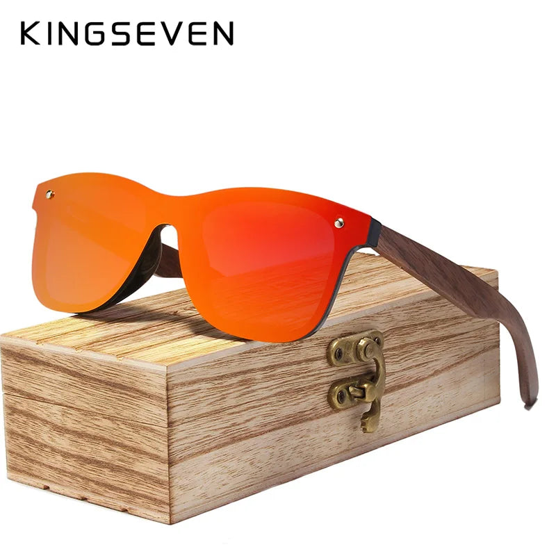 Kingseven handmade polarized walnut wood sunglasses for men uv400 fashion women brand design colorful sun glasses