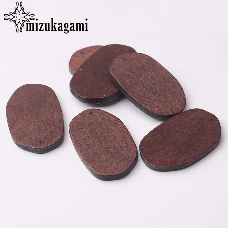 Natural wooden geometric oval shape charms pendant 24*39mm 6pcs/lot for diy fashion earrings making accessories
