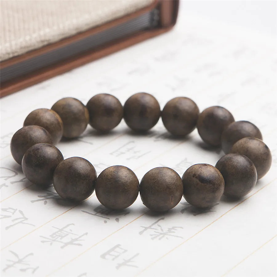 Natural fragrant agilawood aloeswood beads bracelet prayer round wood 16mm charms stretch aaaaaa