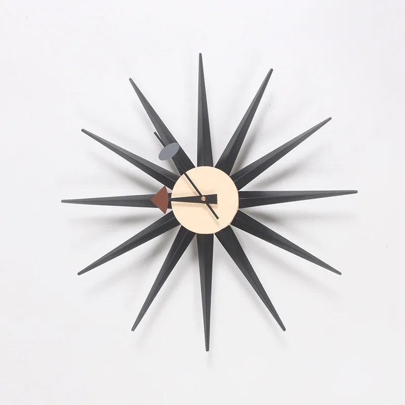 48cm sunburst atomic wooden wall clock mid century multi color handmade antique modern star for bedroom living room